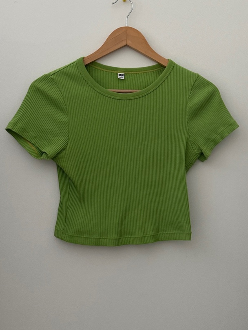 Green Ribbed Short Sleeve Top